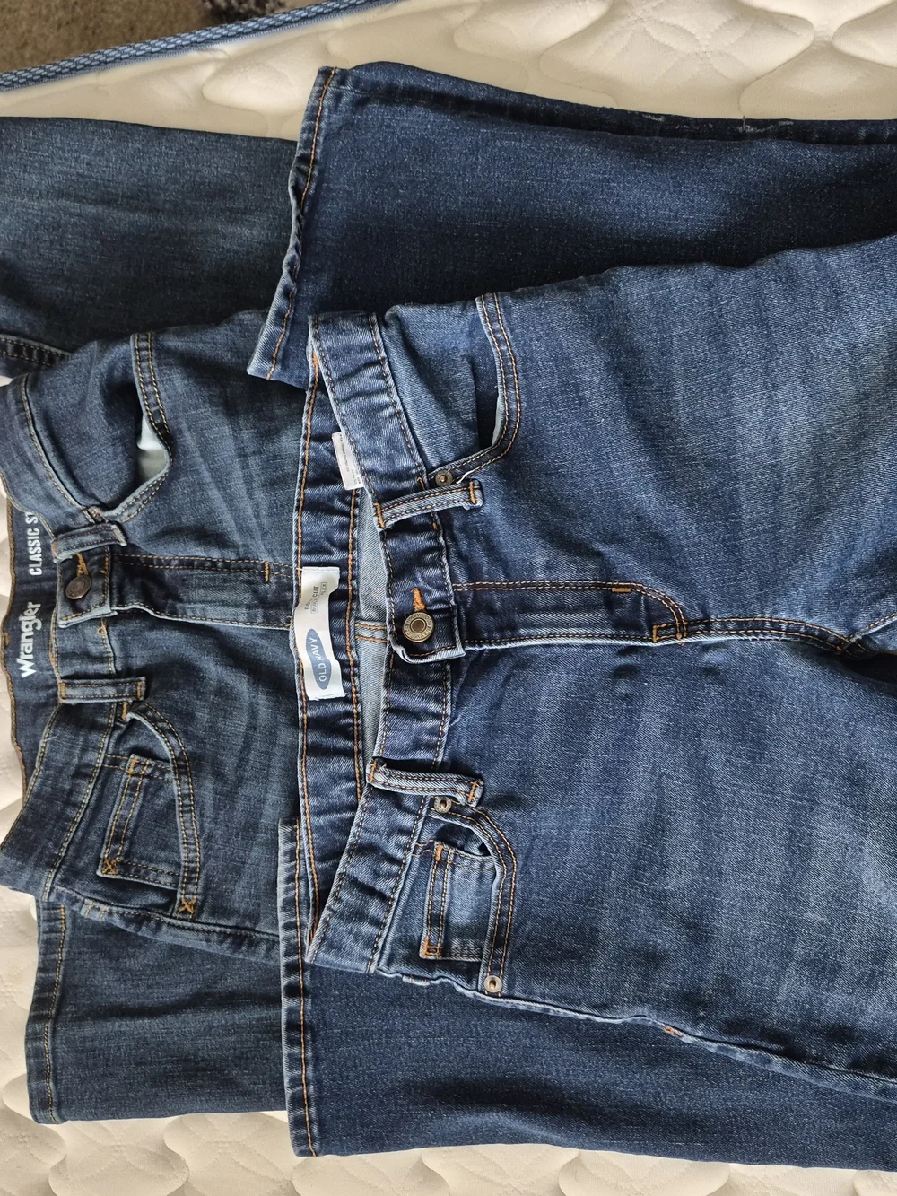Wrangler  & Old Navy Boys Classic Straight Blue Denim Jeans ( One Pair Each)